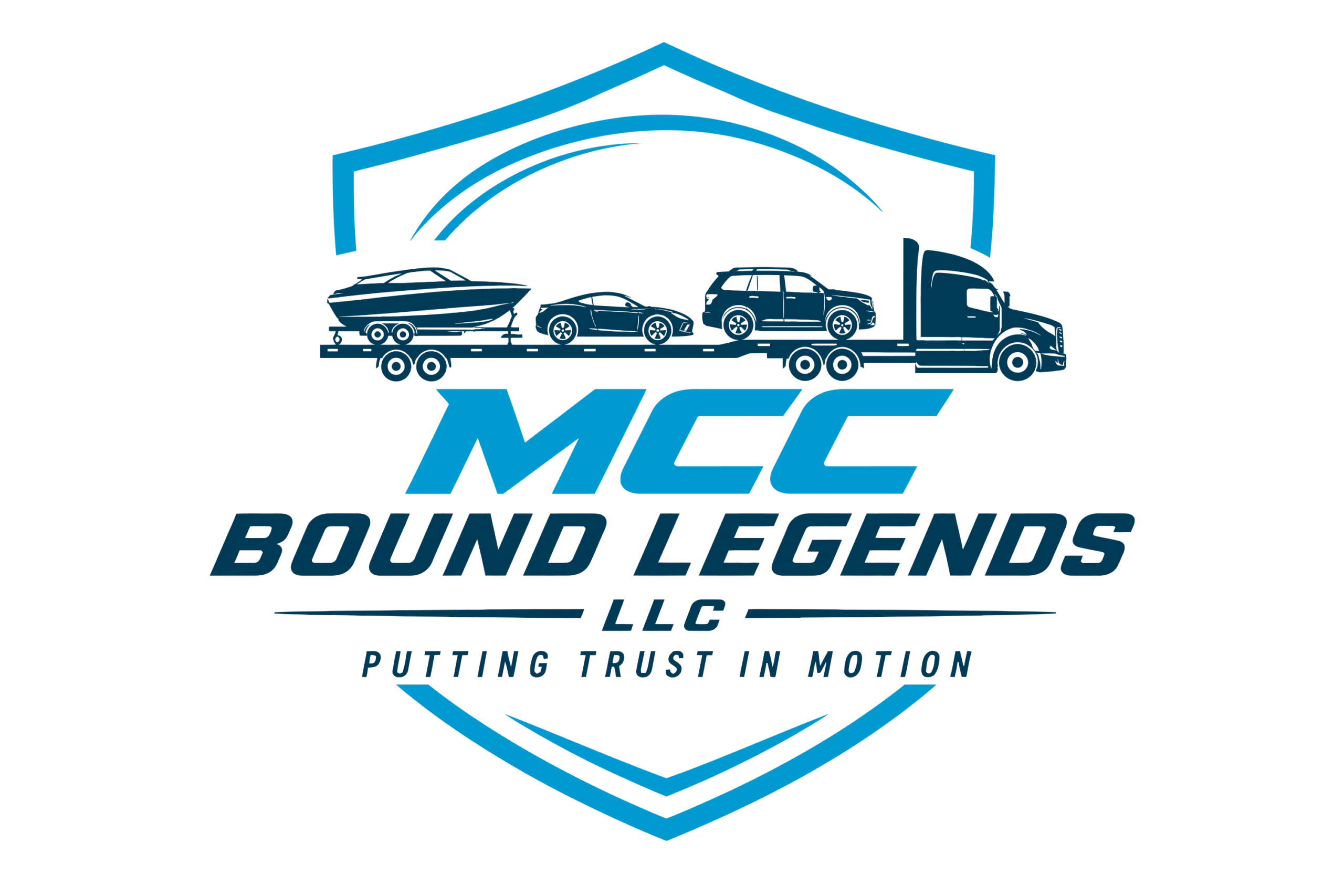 MCC Bound Legends logo with truck, cars, and boat; auto and boat transport